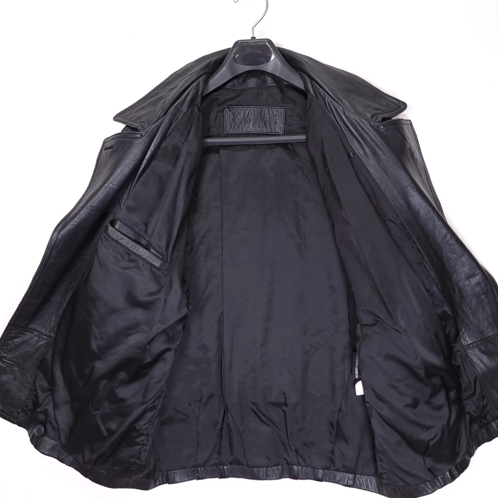 GEORGETOWN Mens Vintage Double Breasted Leather Jacket Black Medium - Picture 3 of 12
